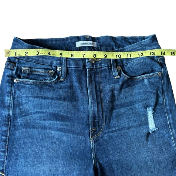 Good American Dark Blue Cropped Jeans - Picture 3 of 11